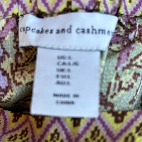 Cupcakes and Cashmere Wide Leg L Pants Boho Floral Geometric Trim - Picture 2 of 6